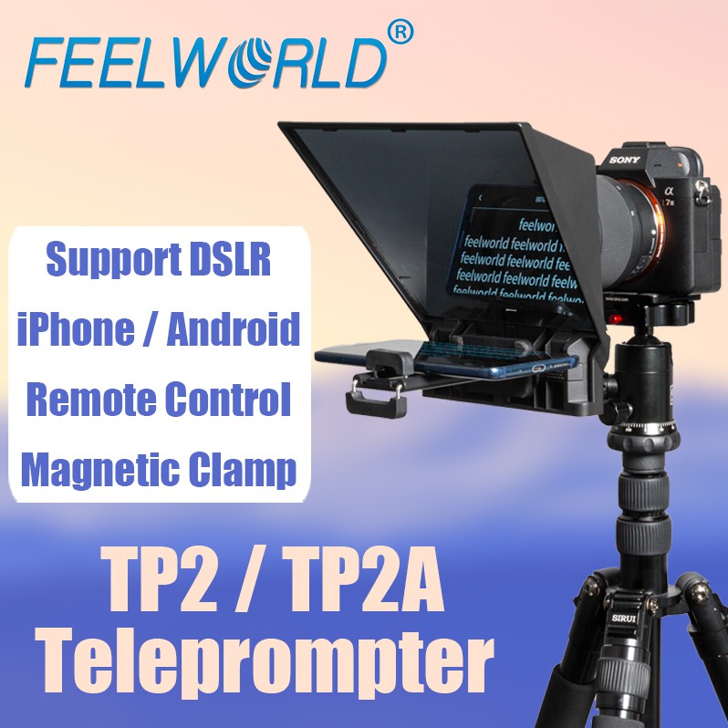 FEELWORLD TP2 TP2A Teleprompter รีโมทคอนโทรลแบบพกพาสำหรับกล้อง DSLR ...