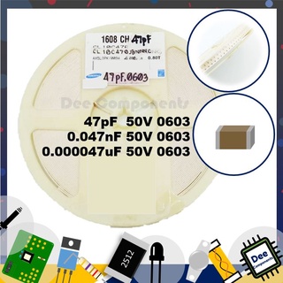 0.000047uF 0.047nF 47pF 0603 ± 5% 50V  C0G CL10C470JBNNNC Samsung 2-A2-17 (ขายยกแพ็ค 1 แพ็ค มี 100 ชิ้น)