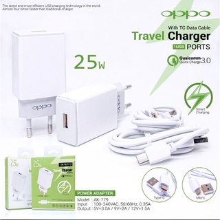 Tc ที่ชาร์จ OPPO 25W ของแท้ AK-779 MICRO USB และ Type C บรรจุนําเข้า รองรับการชาร์จอย่างรวดเร็ว