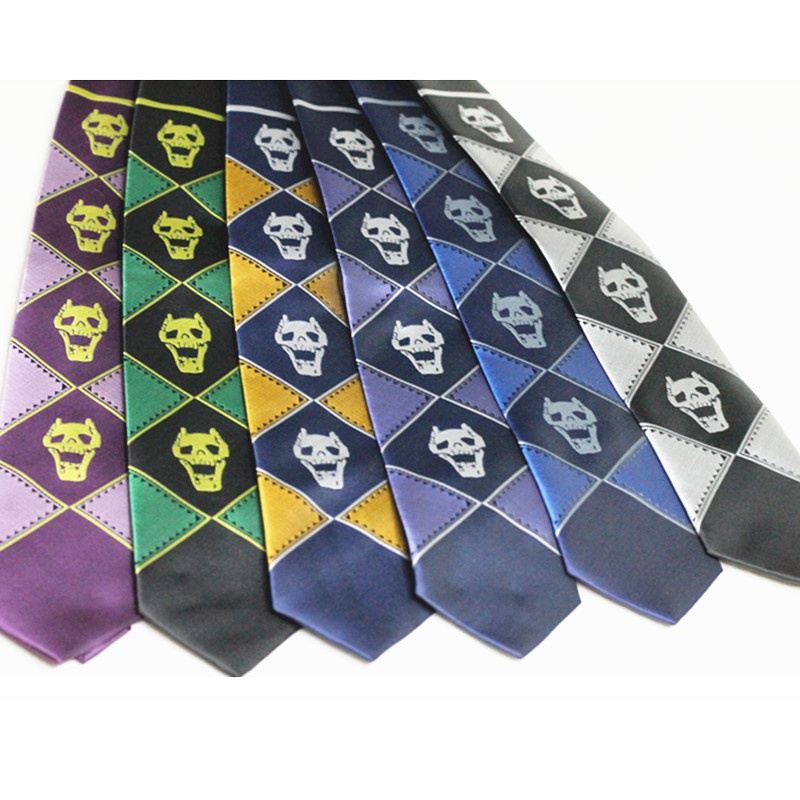 Jojo tie Kira Yoshikage's bizarre adventure เนคไทกะโหลก สไตล์ญี่ปุ่น สําหรับผู้ชาย