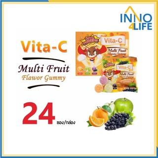 Vita-C Gummy Multi Fruit ผสม Vit C สีส้ม 20 g. กัมมี่  เยลลี่ผลไม้  เคี้ยวนุ่ม  1กล่อง=24ซอง [inno4life]