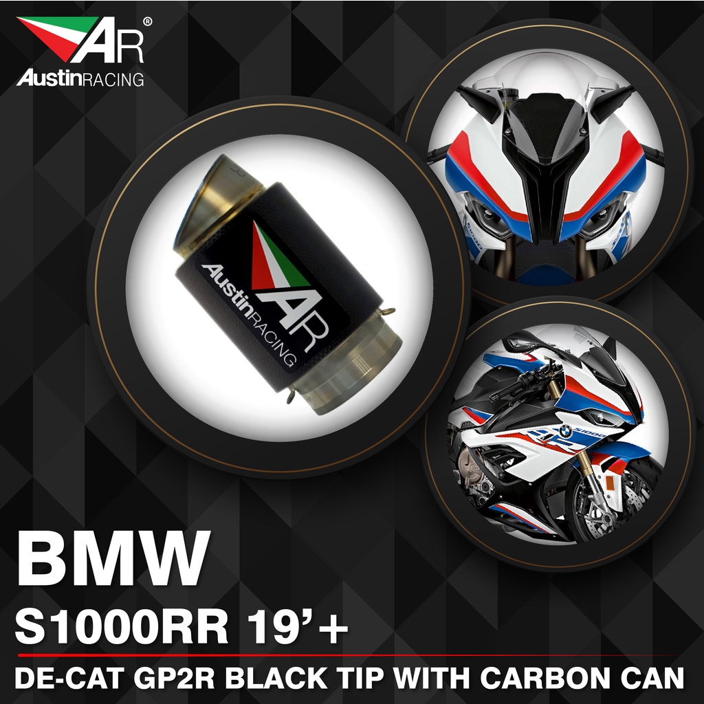 Austin Racing ท่อไอเสียสำหรับ  BMW S1000RR 19'+ DE-CAT GP2R BLACK TIP WITH CARBON CAN
