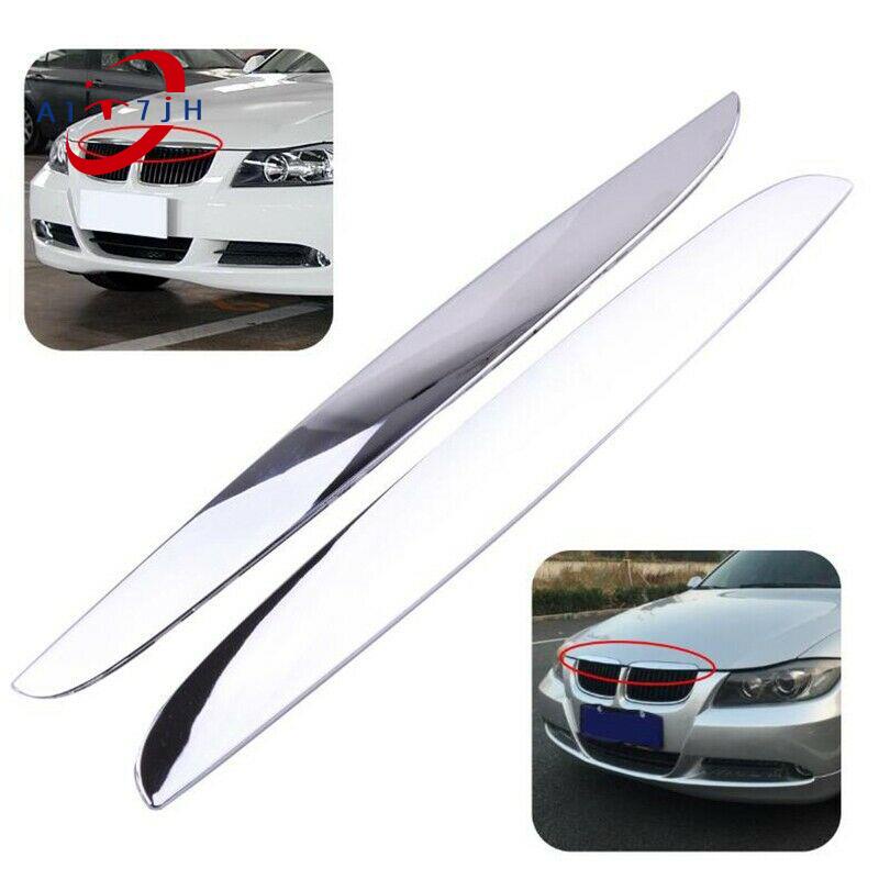 2 ชิ้น Chrome ABS กันชนหน้าเหนือไตกระจังหน้าฝาครอบ Trim 51137117242 สําหรับ BMW 3 Series E90 E91 2006-2008