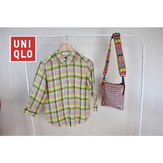 🍍 UNIQLO x Linen ลายสก็อตสีสวย สะอาดใหม่ไร้ตำหนิ • อก 36 ยาว 24 ป้าย M • ตำหนิ : - • Tag ครบ  • Code : 0013(4)