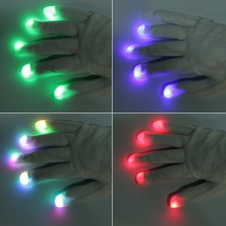 ถุงมือNylon ติดไฟ LED สีขาว ดำ แบบกระพริบ จำนวน 1 คู่