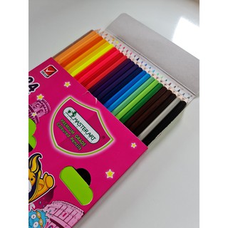 ดินสอสีไม้ 12/24 สี แท่งยาว MasterArt coloured pencils รุ่น Super Bright พร้อมกบเหลา  1 กล่อง