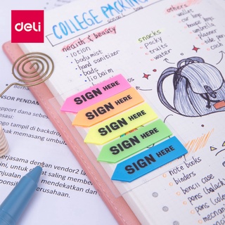 Deli กระดาษโน้ตมีกาว สีเรืองแสง 100 แผ่น