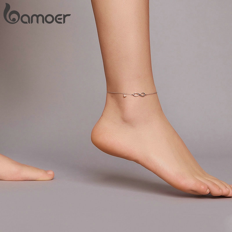 Bamoer สร้อยข้อเท้าเงิน 925 กันแพ้ เครื่องประดับ รูปที่ 4
