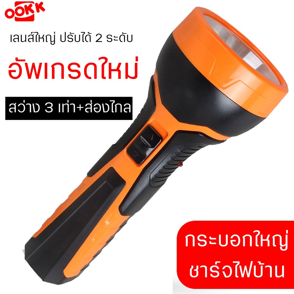 ไฟฉาย ไฟฉายพกพา ไฟฉายชาร์จไฟ ไม่ต้องใช้ถ่าน ชาร์จไฟบ้าน LED 1 ดวง ใช้งานง่าย แบตเตอรี่1000mAh ประหยัดพลังงาน