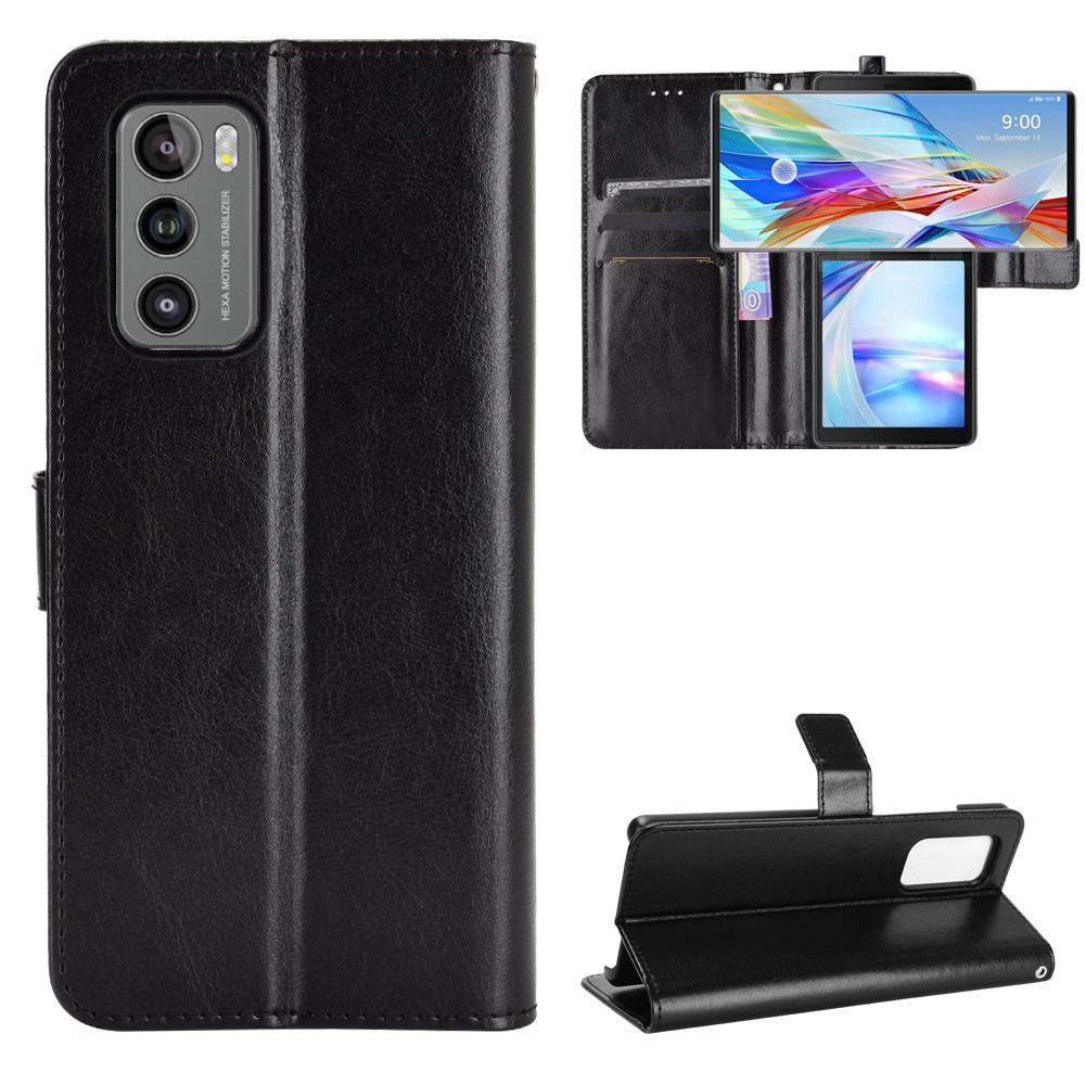 เคสโทรศัพท์หนัง PU ฝาพับ พร้อมช่องใส่บัตร และสายคล้อง หรูหรา สําหรับ LG Wing 5G LM-F100N LM-F100V