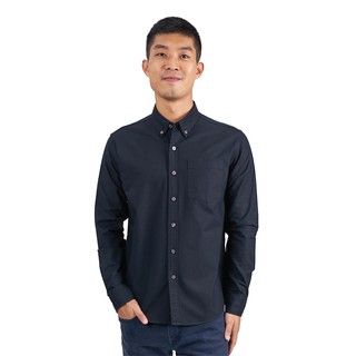 Han&amp;Co.Oxford Shirt Long Sleeve-Black เสื้อเชิ้ตแขนยาวสีBlack(สีดำ)