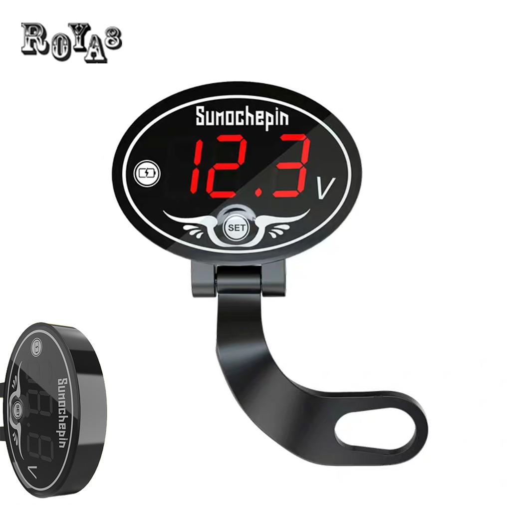 Roya8 🌟พร้อมส่ง🌟 มิเตอร์วัดอุณหภูมิแบตเตอรี่ดิจิตอลหน้าจอ LCD ตัววัดไฟแบต