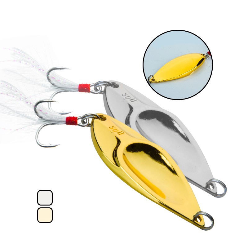 ตกปลา เหยื่อตกปลานิล Gold/Silver 1 Pcs เหยือตกปลา ตะขอ Metal เหยื่อปลา เหยื่อปลอม Spoon Lure อุปกรณ์