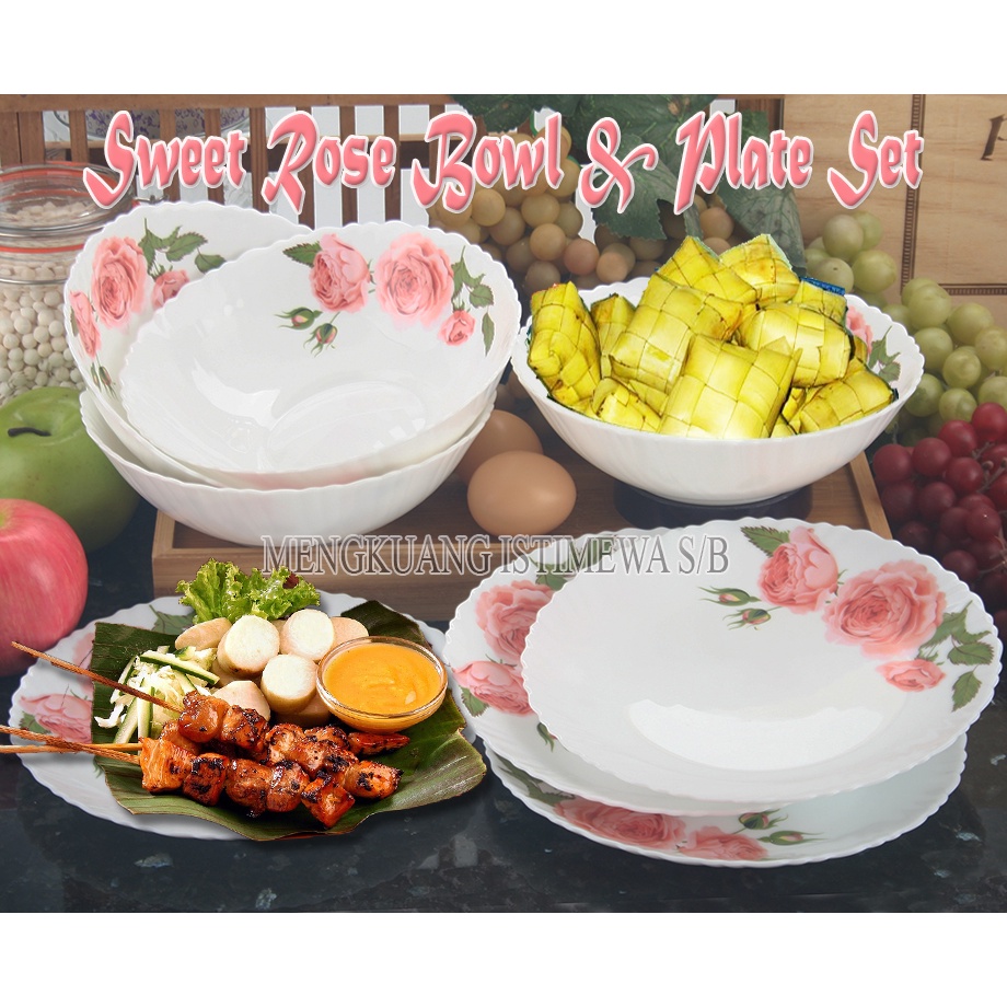 4 ชิ้น PREMIUM FESTON OPAL GLASS FLORA PLATE & BOWL SET SE88500