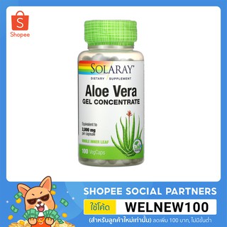 Solaray, Aloe Vera Gel Concentrate, 100 VegCaps