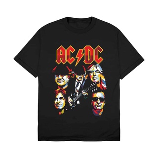 เสื้อยืดโอเวอร์ไซส์เสื้อยืด ลายวงร็อคเกอร์สตาร์ ACDC สีดํา สําหรับเด็กS-4XL