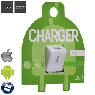 Adapter ชารต์โทรศัพท์ แอมป์สูง ชาตร์เร็ว Hoco C2 - สีขาว​(แท้100%)​