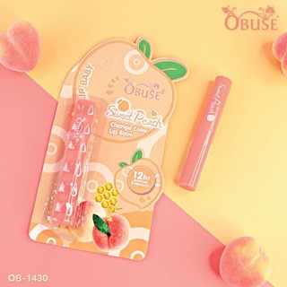 Obuse Sweet Peach Change Color Lip Balm โอบิวซ์ ลิปบาล์มเปลี่ยนสีลูกพีช เพิ่มความชุ่มชื้น OB-1430