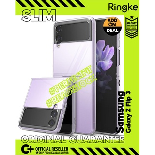 Ringke [Slim] Samsung Galaxy Z Flip 3 พรีเมี่ยม บาง โปร่งใส แข็ง PC พร้อมด้ามจับ กันลื่น เคสป้องกัน Ca