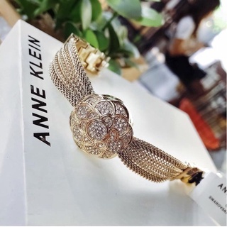 💚แท้💯 พร้อมส่ง💚Anne Klein Womens Swarovski Crystal Accented Gold-Tone AK/1046CHCV หน้าปัด 20 มม