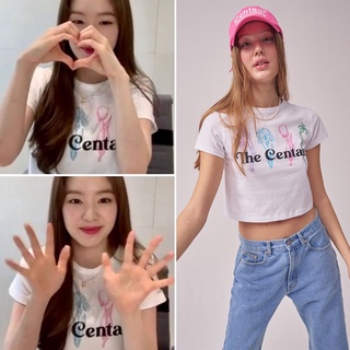 Red Velvet Irene เสื้อยืดครอปท็อป คอกลม แขนสั้น ผ้ากํามะหยี่ เอวสูง พิมพ์ลายดอกไม้ สีแดง สไตล์เกาหลี