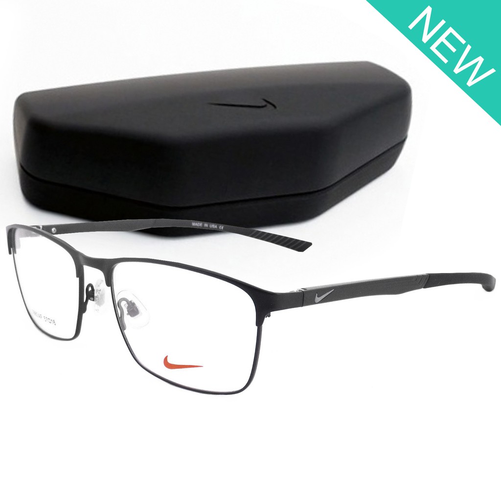 Nike Fashion แว่นตา สีดำ กรอบแว่นตา กรอบเต็ม ขาข้อต่อ วัสดุ สแตนเลส สตีล (สำหรับตัดเลนส์) Eyewear To