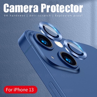 Herry แหวนกันเลนส์กล้องเรืองแสงพร้อมฟิล์มกระจกนิรภัย สำหรับ iPhone 14 13 12 Mini 11 Pro Max กันรอย กระจกกันรอย