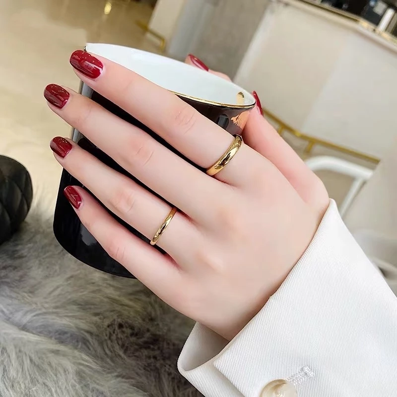 แหวนไทเทเนียม ชุบทอง 18K กันน้ํา กันเหงื่อ สีชมพู เข้ากับทุกการแต่งกาย สไตล์เกาหลี ญี่ปุ่น สําหรับนักเรียน thumbnail 7
