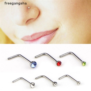 [FREG] 60PCS/Set Stainless Steel CZ Crystal L Shape Nose Ring Body Piercing Stud FDH