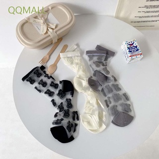 QQMALL Transparent Tube Socks Thin Glass Silk Socks Crystal Socks Women Cute Summer Japanese Girls Simple Bear