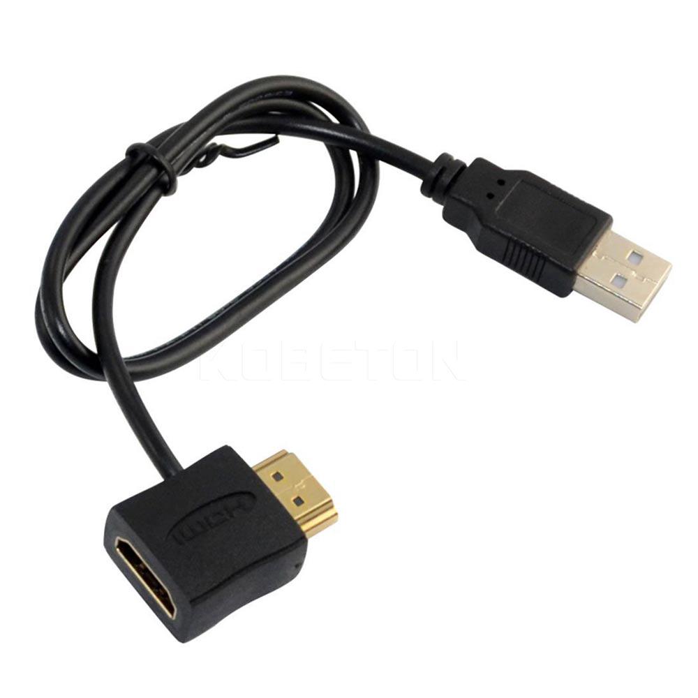 อะแดปเตอร์แปลง 50 ซม. HDMI Male to Female USB 2.0 Power Supply