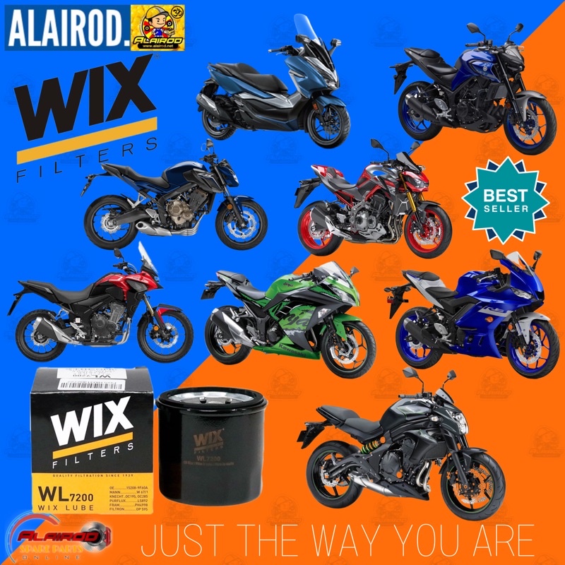 WIX WL7200 กรองน้ำมันเครื่อง HONDA Forza300 CB500 CBR500 CB500X CB650F CBR650F CBR650R NC750X X-ADV7