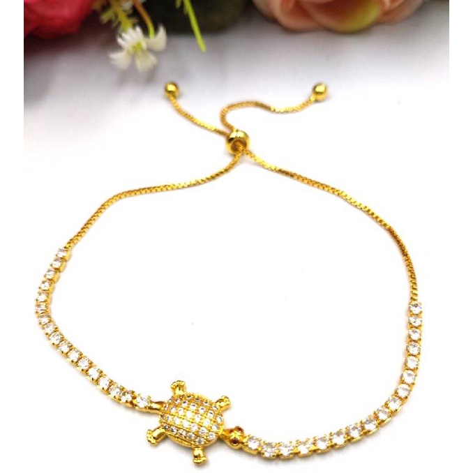 thaijy  K512 สร้อยข้อมือสายรูดเต่า งานเพรช CZแท้ ปรับไซส์ได้ ตามขนาดข้อมือ