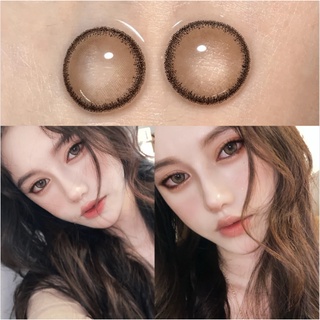 (graded Lens&amp;cod) คอนแทคเลนส์สี เส้นผ่าศูนย์กลาง 14.2 มม. 1 คู่ พร้อมเคสฟรี Nami Brown