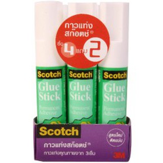 SCOTCH กาวแท่ง สก๊อตซ์ แพ็คละ4หลอด แถมฟรีในแพ็ค 2หลอด กาว Glue Stick (สินค้ามีตัวเลือก)