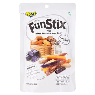 เอ็นโอไอฟันสติกซ์มันผสมเผือกชนิดแท่งโรยเกลือ 36กรัม NOI Fun Stix Potato Stick with Salt 36g.