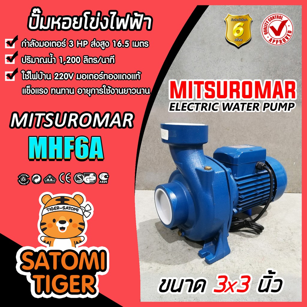 ปั้มหอยโข่งไฟฟ้า ขนาด 3 นิ้ว 3 แรง มียี่ห้อ Mitsuromar และ Harvana ทรงอิตาลี ปั้มน้ำไฟฟ้า ปั๊มแรง ทนทาน