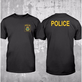 [COD]ใหม่ เสื้อยืด พิมพ์ลายโลโก้ตํารวจ Scandinavia Sweden Polis Svensk สไตล์ฮาราจูกุ