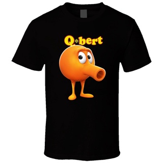 แขนสั้นcrew neckเสื้อยืด พิมพ์ลาย Qbert Retro Video Game 3 สีดํา สําหรับผู้ชายS-XXXXL