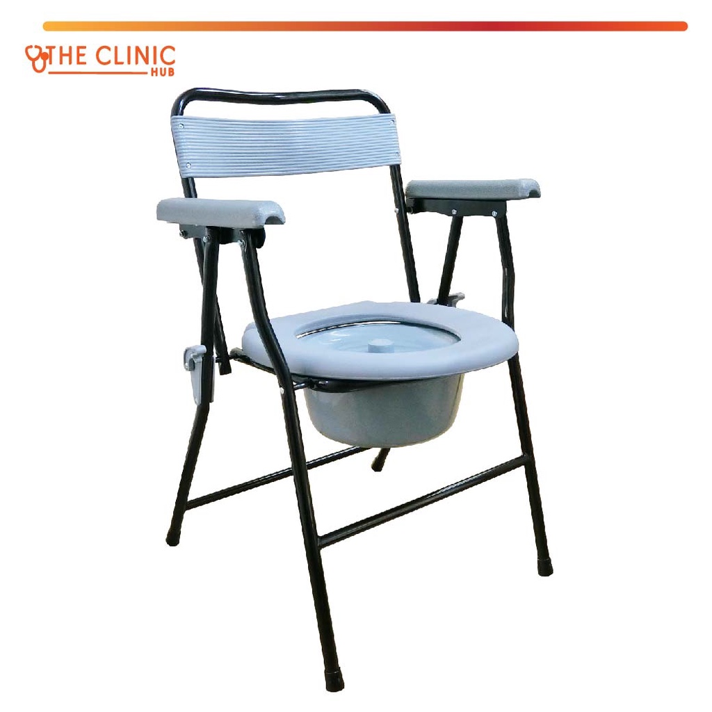 เก้าอี้นั่งถ่ายพลาสติก เก้าอี้นั่งถ่าย โครงเหล็กสามารถพับเก็บได้ มีที่ล็อค รองรับน้ำหนักได้ 90 กก.