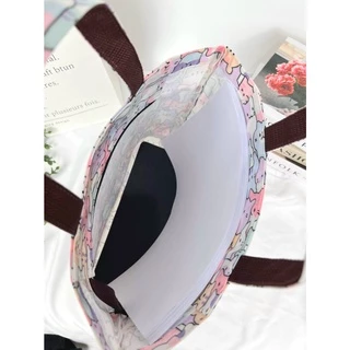 กระเป๋าผ้าเคลือบ ทรงก้นมน กว้าง 14" สูง10" หนา 4" ใส่ A4 ได้ มีซิป #8