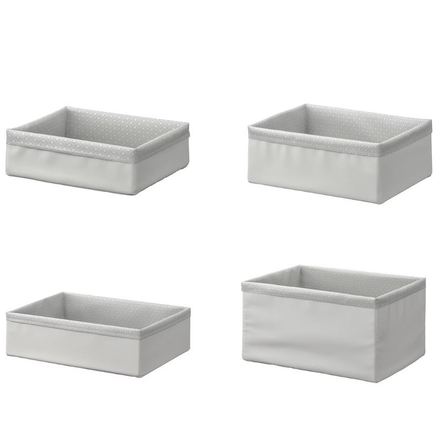 BAXNA Organiser สีเทา/ขาว17x20x6 cm / 20x26x10 cm / 26x34x10 cm / 26x34x18 cm