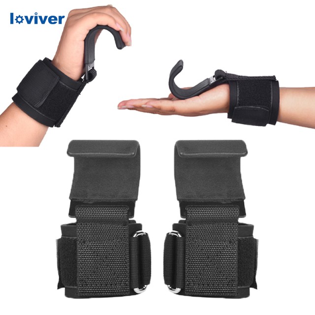 Pro Weight Lifting Training Gym Hook Grips Straps Gloves Wrist Support Lift Hook 