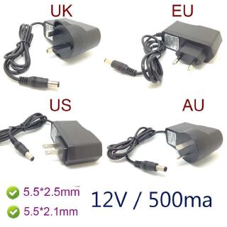 อะแดปเตอร์แปลงพาวเวอร์ซัพพลายชาร์จ AC -12V 500mA 0.5a 5.5 * 2.1 มม. 5.5*2.5 มม. 5.5x2.1 &amp; 5.5x2.5 มม.