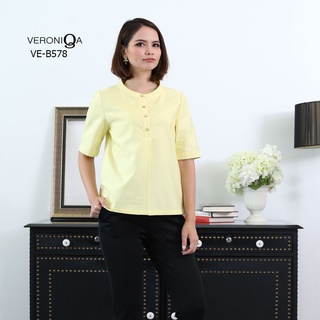 AMILA Blouse VE-B578 by VERONIQA Cotton อักโซะ แขนสั้น IGPU19-6-PM5