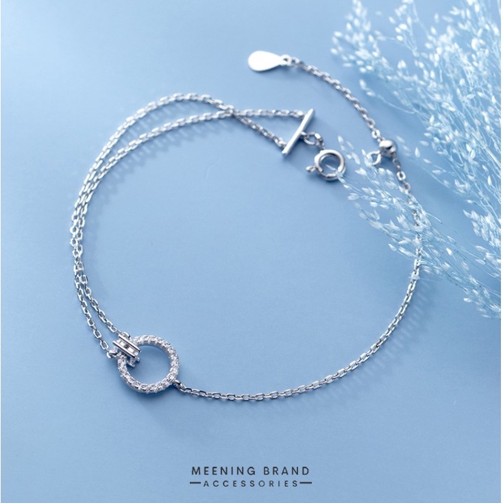 MeeningBrand สร้อยข้อมือเงิน CIRCLE DIAMOND [01-0048]