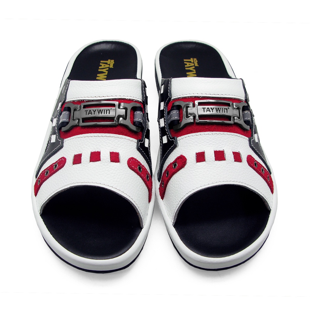 TAYWINแท้ เทวินทร์แท้ รองเท้าแตะ SKF-12 Size37-46 หนังปั่นนิ่มสีขาว-หนังกลับแดง-หนังนิ่มดำ