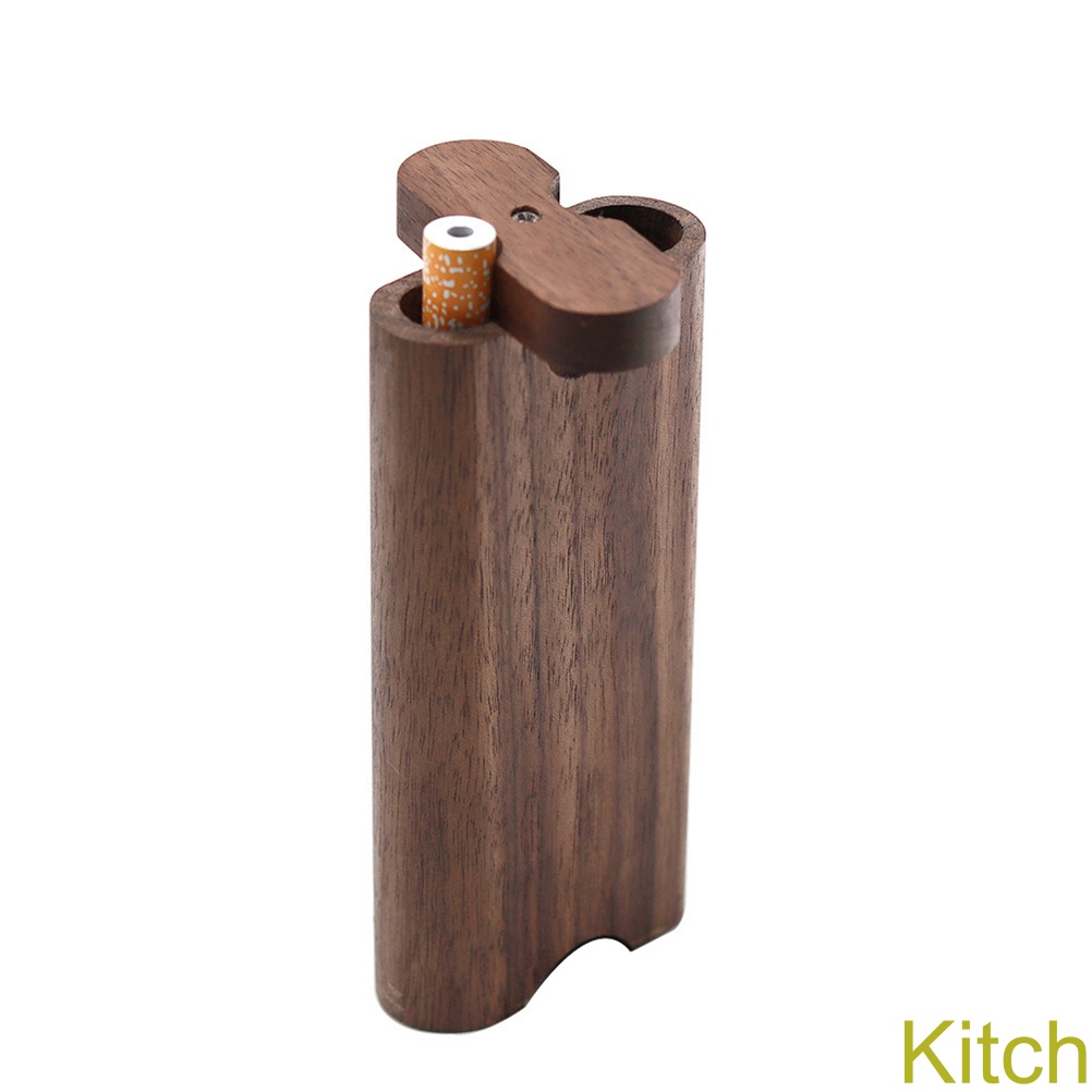 [Kitch]Wooden Swivel Cap Wood Dugout Pipe Smoking Accessories Wood Pipe Wooden Cigarette Case
