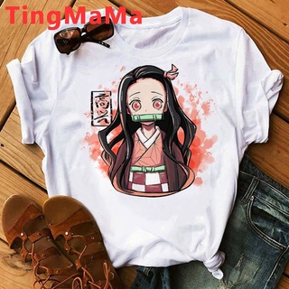 เสื้อยืด พิมพ์ลายการ์ตูนอนิเมะ Demon Slayer Kawaii Nezuko Kimetsu No Yaiba Tanjirou สําหรับผู้ชายสามารถปรับแต่งได้