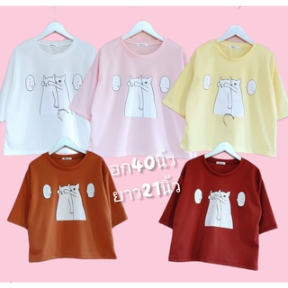 เสื้อยืดสรีนลายแมว เสื้อยืด โอเวอร์ไซส์